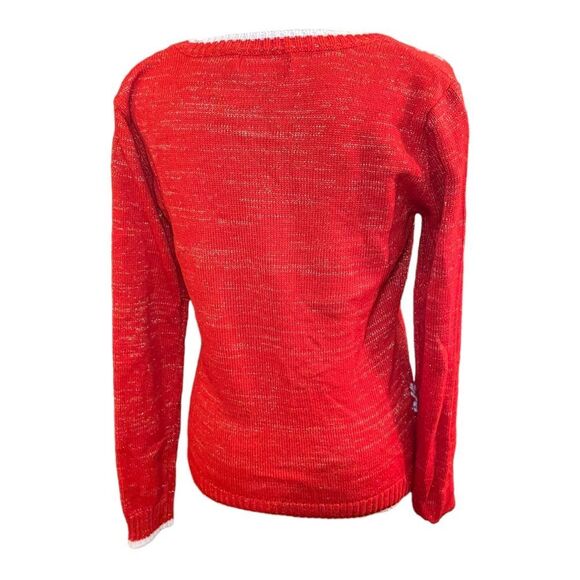 Trendy Ms. Claus Red Metallic Sparkling Christmas Sweater - Picture 5 of 9